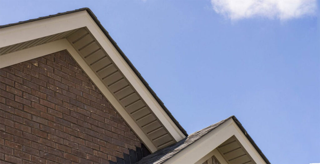 Soffit and fascia detail on a residential home exterior in Edmonton